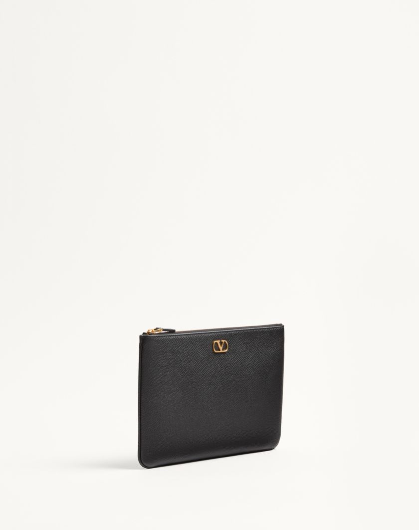 Valentino Handbags Pochette Vlogo Signature In Vitello Granato per Donna in Nero | Valentino IT Moda