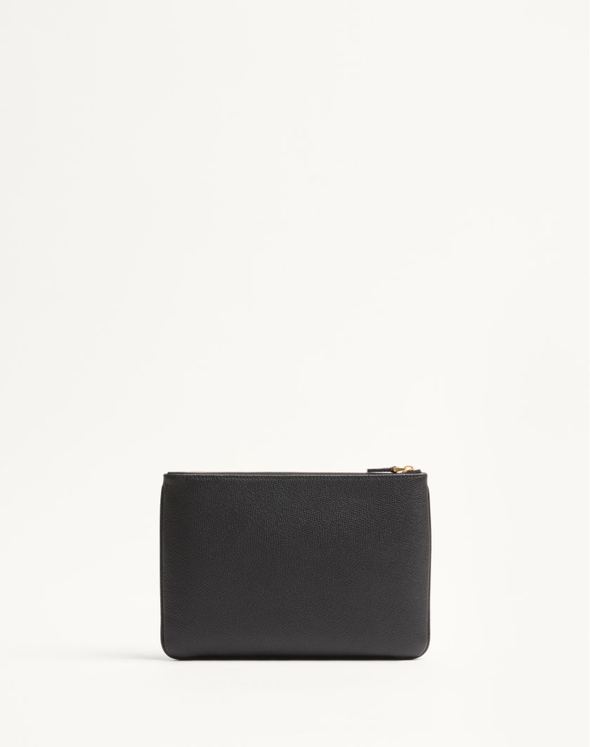 Valentino Handbags Pochette Vlogo Signature In Vitello Granato per Donna in Nero | Valentino IT Moda