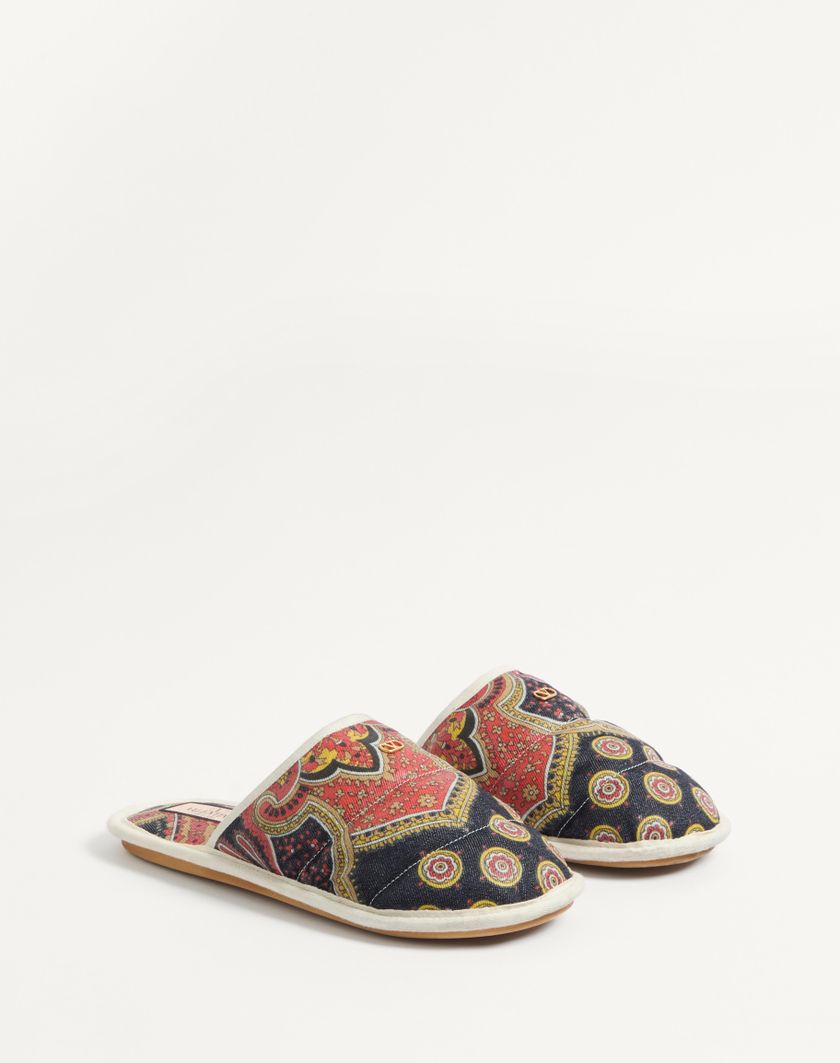 Valentino Handbags Slide Ta Chambre In Tessuto Denim Voyage Imaginaire per Uomo in Multicolor/avorio | Valentino IT Nuovo