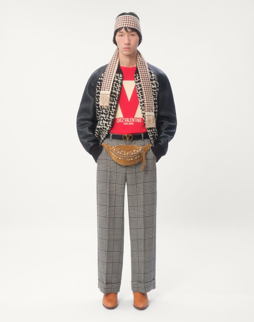 Valentino Handbags Bomber In Tweed Di Lana Con Patch Chez Valentino per Uomo in Avorio/nero | Valentino IT Qualità