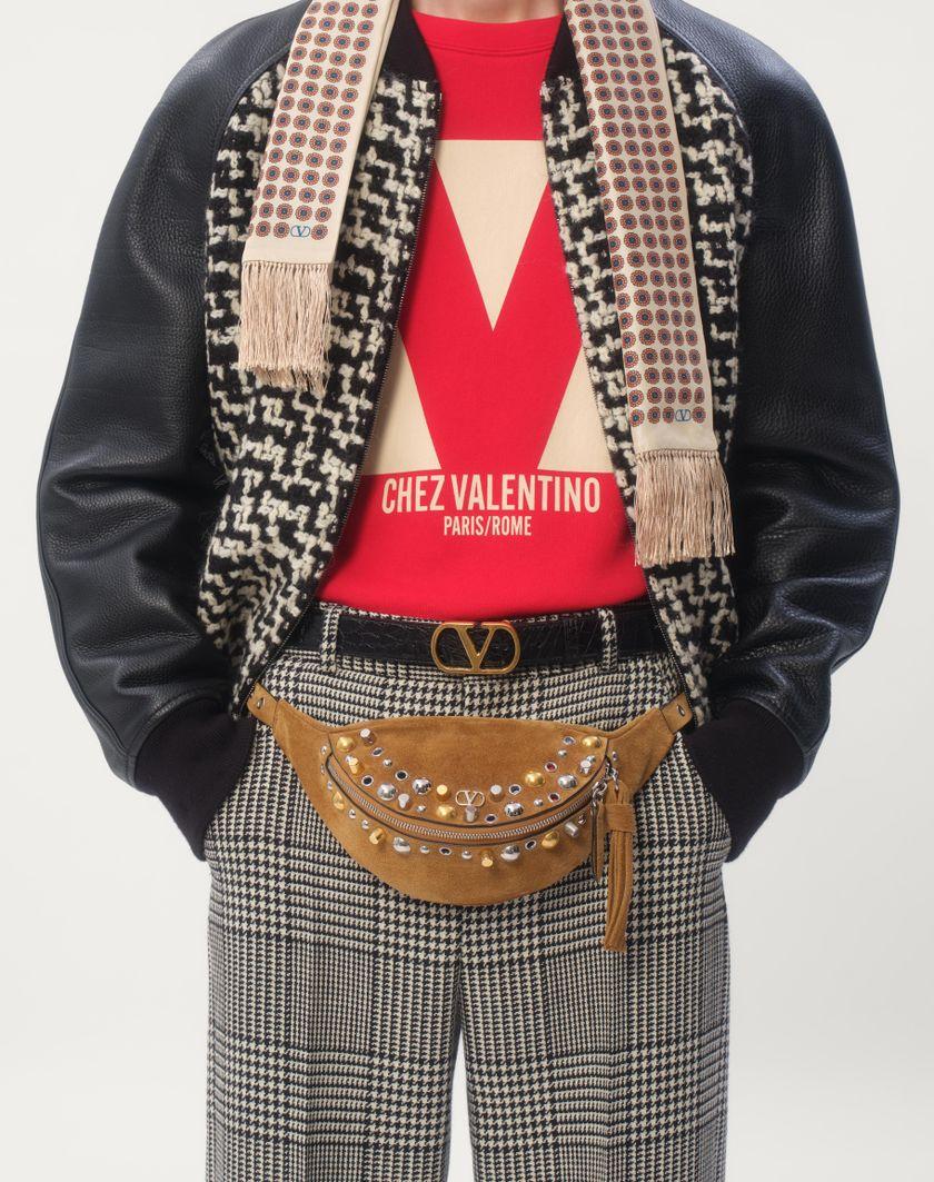 Valentino Handbags Bomber In Tweed Di Lana Con Patch Chez Valentino per Uomo in Avorio/nero | Valentino IT Qualità