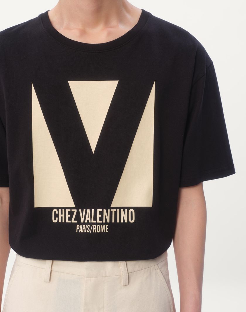 Valentino Handbags T-shirt In Cotone Con Stampa Chez Valentino per Uomo in Rosso | Valentino IT Vendita