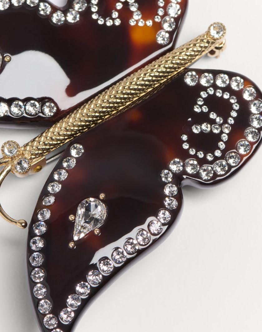 Valentino Handbags Spilla Valentino Garavani Bellailes In Metallo Resina E Cristalli per Uomo in Tartaruga/oro/crystal | Valentino IT Pezzi Unici
