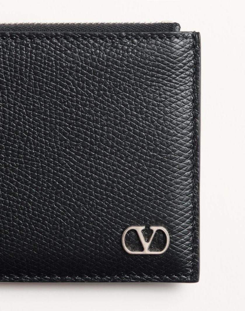 Valentino Handbags Portacarte Vlogo Signature In Vitello Granato per Uomo in Nero | Valentino IT Soddisfazione Garantita