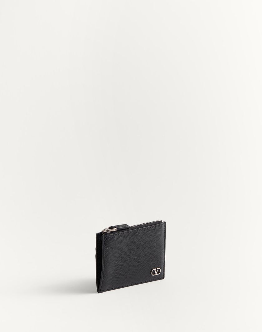 Valentino Handbags Portacarte Vlogo Signature In Vitello Granato per Uomo in Nero | Valentino IT Soddisfazione Garantita