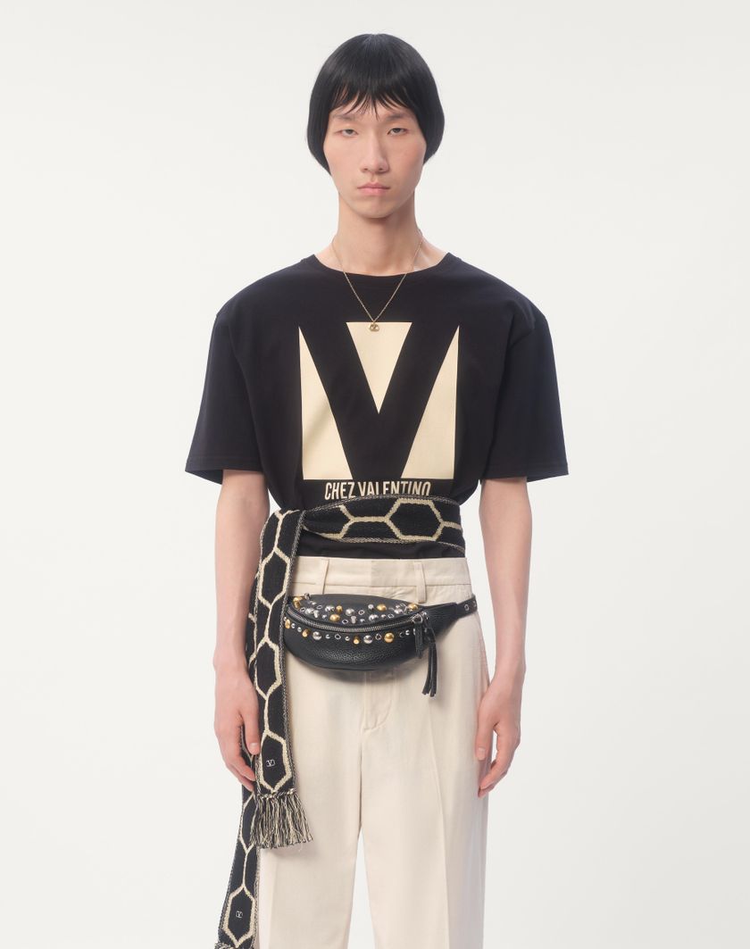 Valentino Handbags T-shirt In Cotone Con Stampa Chez Valentino per Uomo in Avorio | Valentino IT Promozione Limitata