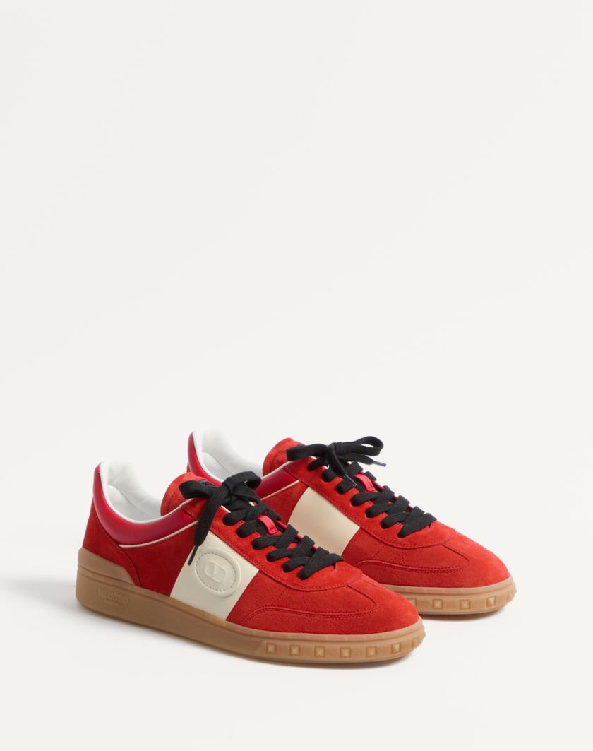 Valentino Handbags Sneaker Low Top Upvillage In Crosta E Vitello Nappato per Uomo in Grigio/corallo/nero | Valentino IT Affare Del Giorno