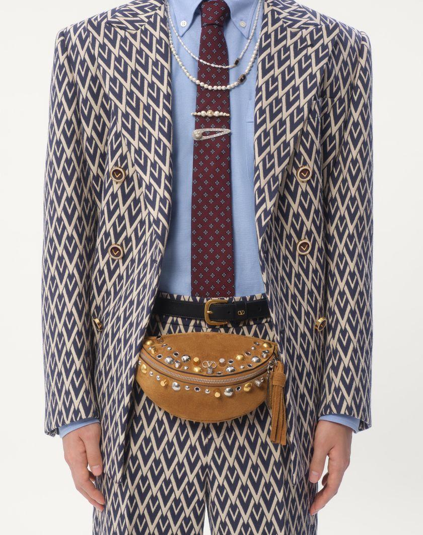 Valentino Handbags Giacca Doppiopetto In Lana Con Motivo Jacquard Toute La V per Uomo in Notte/crema | Valentino IT Prezzo Ridotto