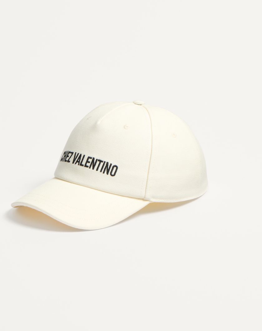 Valentino Handbags Baseball Cap Chez Valentino In Cotone Con Ricamo per Uomo in Avorio/nero | Valentino IT Offerta