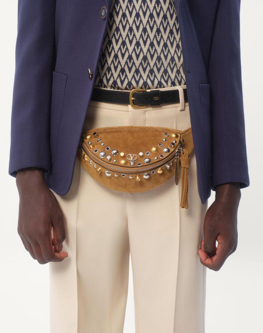 Valentino Handbags Maglione In Lana Con Motivo Jacquard Toute La V per Uomo in Navy/crema | Valentino IT Online
