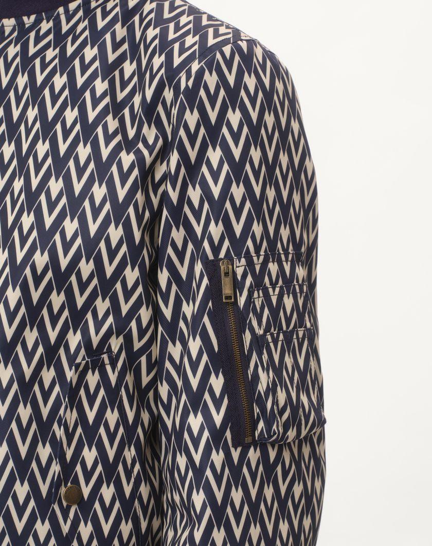 Valentino Handbags Bomber In Nylon Con Stampa Toute La V per Uomo in Navy/crema | Valentino IT Negozio