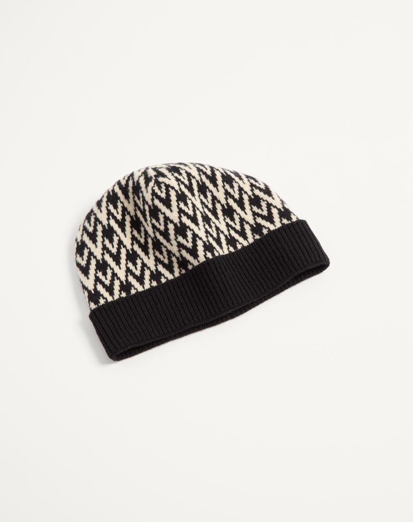 Valentino Handbags Beanie Knitted Toute La V Signature In Lana per Uomo in Navy/crema | Valentino IT Moda