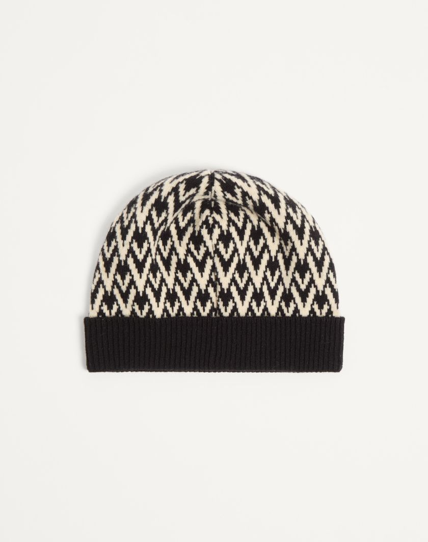Valentino Handbags Beanie Knitted Toute La V Signature In Lana per Uomo in Navy/crema | Valentino IT Moda