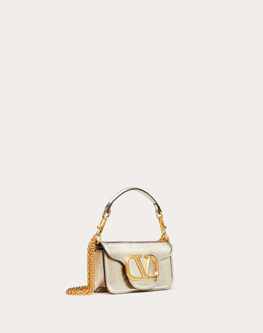 Valentino Handbags Borsa Piccola A Spalla Valentino Garavani Locò In Vitello Metallizzato per Donna in Platino | Valentino IT Qualità