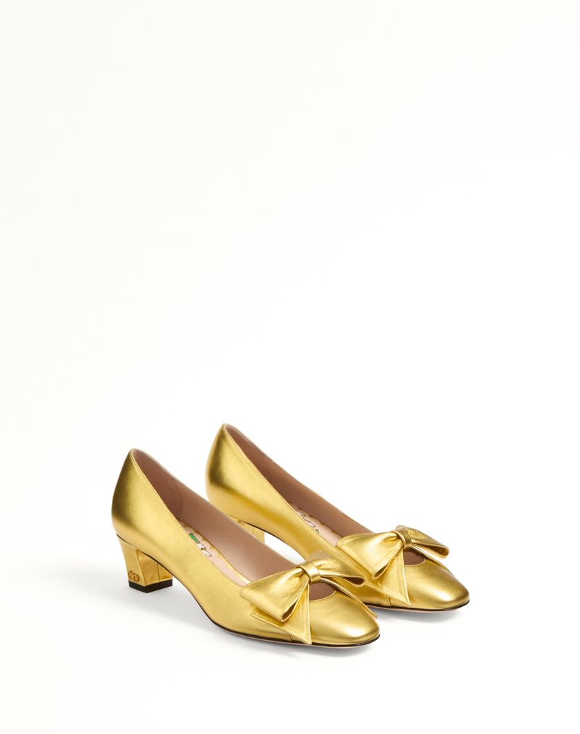 Valentino Handbags Décolleté Bowow In Nappa Laminata 45mm per Donna in Oro | Valentino IT Presa