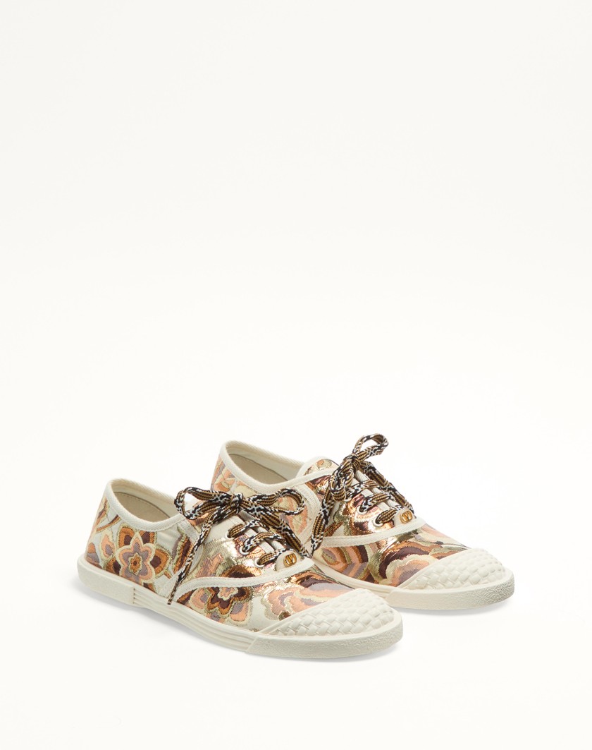 Valentino Handbags Sneaker Bay By Bay In Tessuto Jacquard Apres L'hiver per Donna in Avorio | Valentino IT Vendita Calda