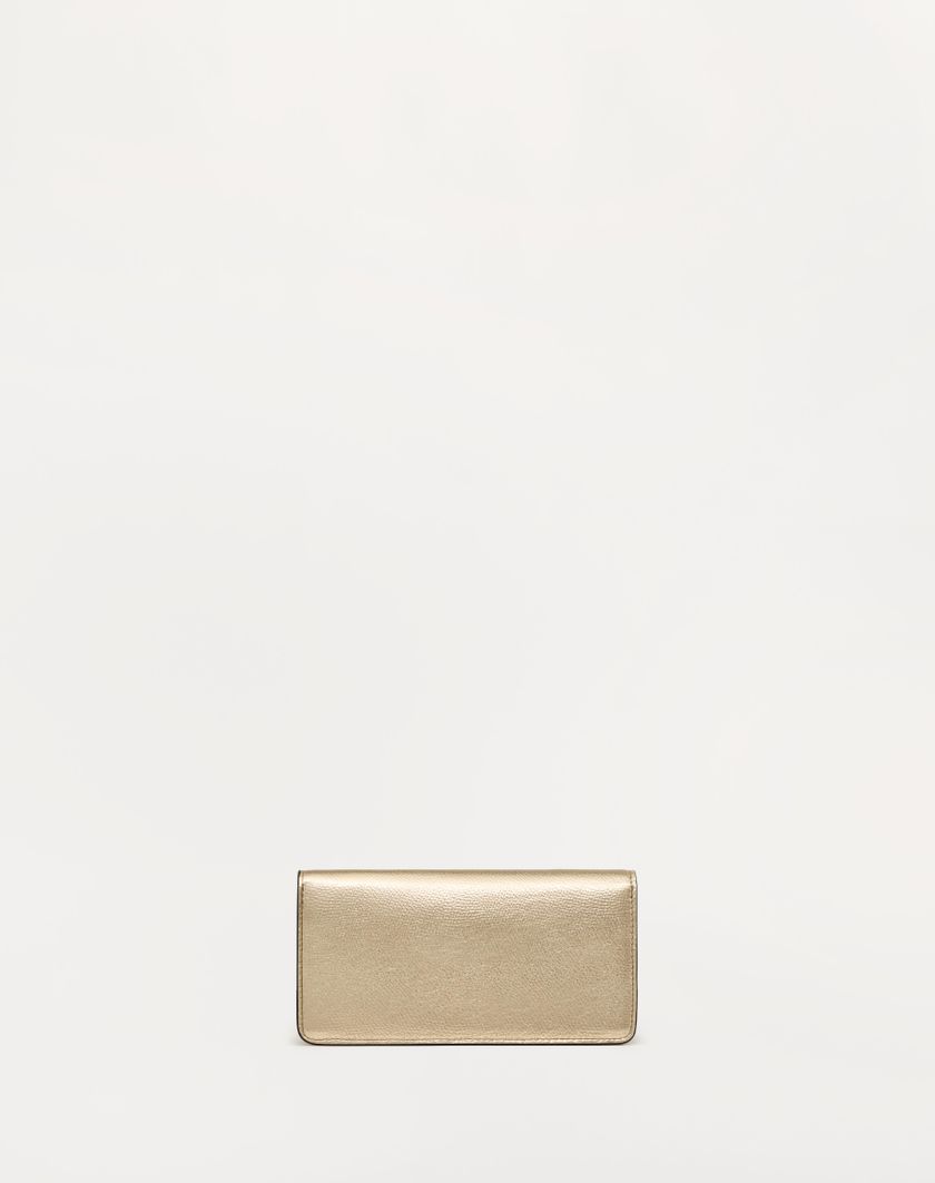 Valentino Handbags Portafoglio Con Catena Vlogo Signature In Vitello Granato Metallizzato per Donna in Platino | Valentino IT Saldi Di Fabbrica
