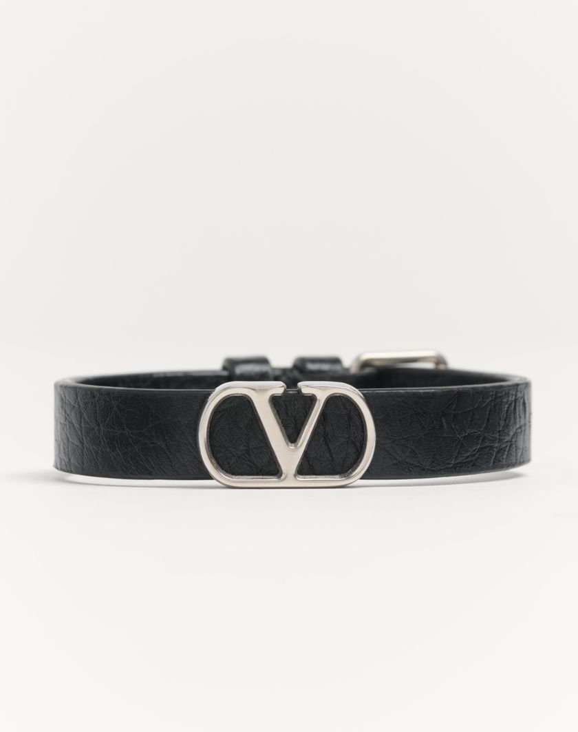 Valentino Handbags Bracciale Vlogo Signature In Vitello Granato per Uomo in Nero | Valentino IT Promozione