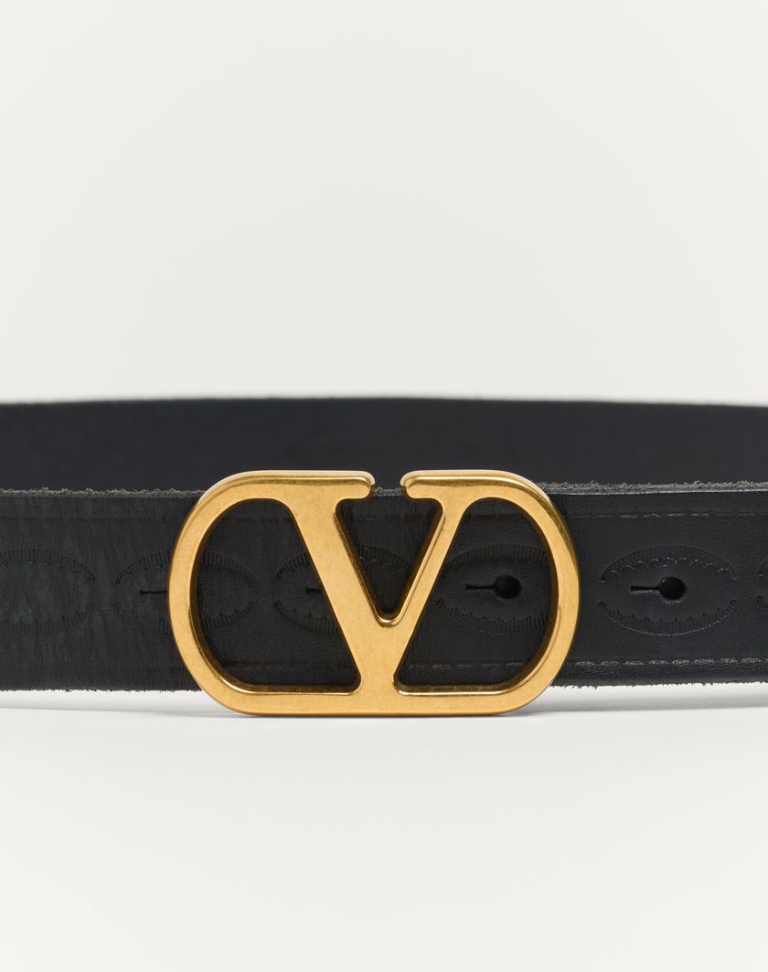 Valentino Handbags Cintura Vlogo Signature In Vitello 30 Mm per Uomo in Nero | Valentino IT Promozione Limitata