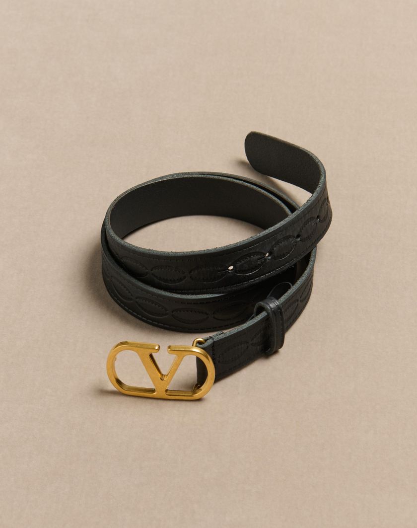 Valentino Handbags Cintura Vlogo Signature In Vitello 30 Mm per Uomo in Nero | Valentino IT Promozione Limitata
