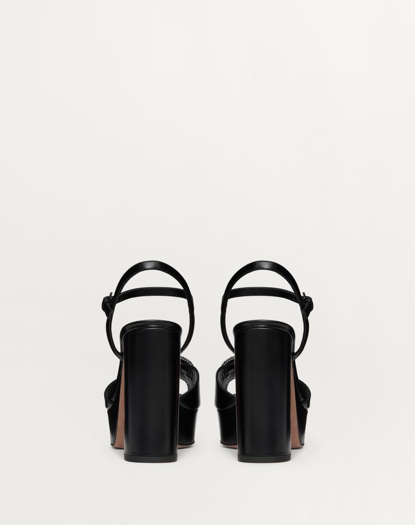 Valentino Handbags Sandalo Con Plateau Vlogo Signature In Vitello 115mm per Donna in Nero | Valentino IT Offerta