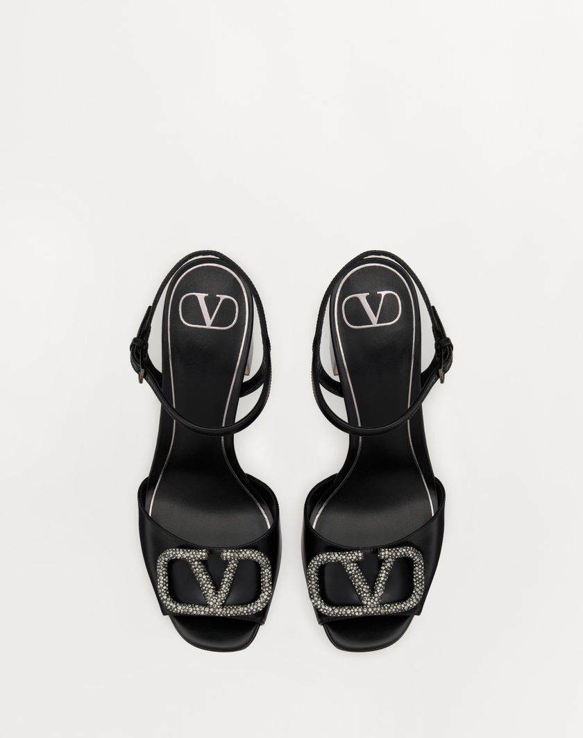 Valentino Handbags Sandalo Con Plateau Vlogo Signature In Vitello 115mm per Donna in Nero | Valentino IT Offerta