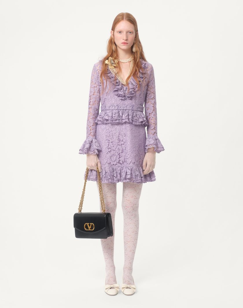 Valentino Handbags Abito Corto In Heavy Lace per Donna in Lavanda | Valentino IT Offerte
