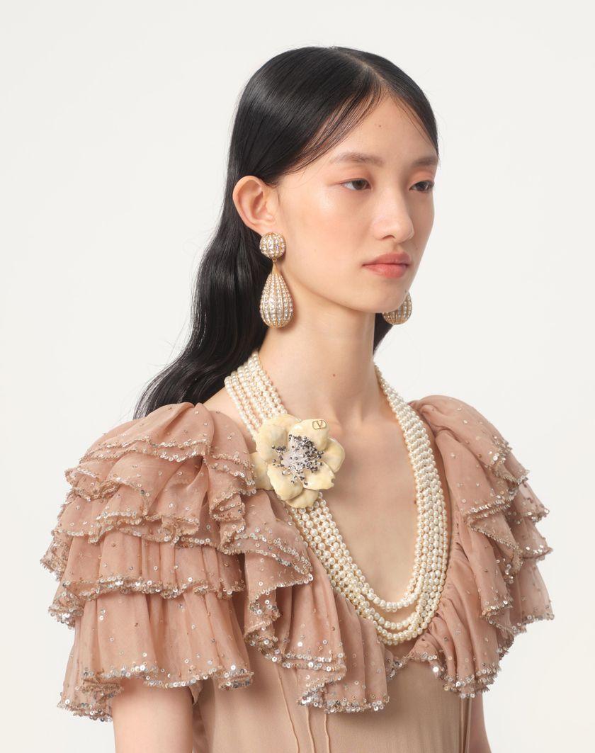 Valentino Handbags Collana Fleur Lumineuse In Metallo Smalto Perle E Tessuto per Donna in Multicolor | Valentino IT Hotsell