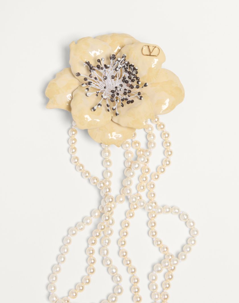 Valentino Handbags Collana Fleur Lumineuse In Metallo Smalto Perle E Tessuto per Donna in Multicolor | Valentino IT Hotsell