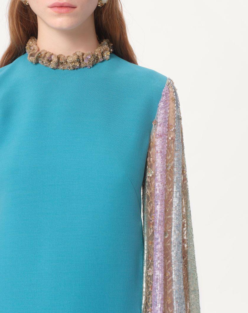 Valentino Handbags Abito Corto In Crepe Couture Ricamato per Donna in Multicolor | Valentino IT Saldi Di Fabbrica