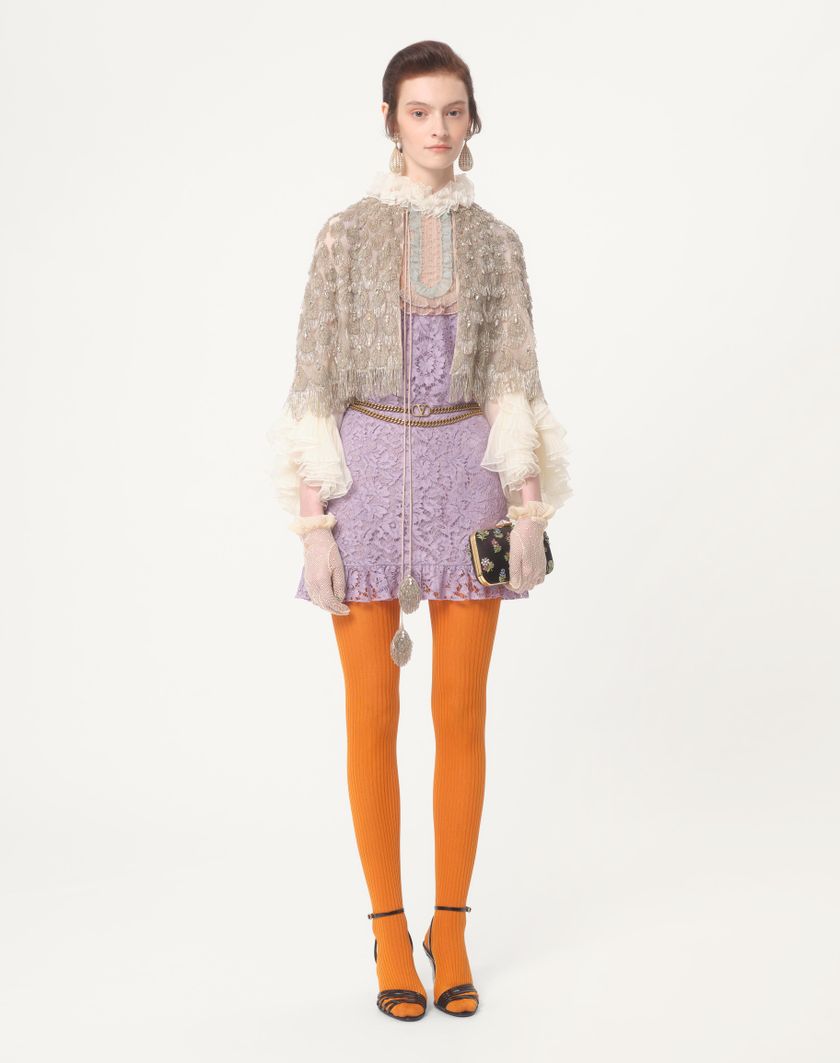Valentino Handbags Abito Corto In Heavy Lace Ricamato per Donna in Multicolor | Valentino IT Nuova