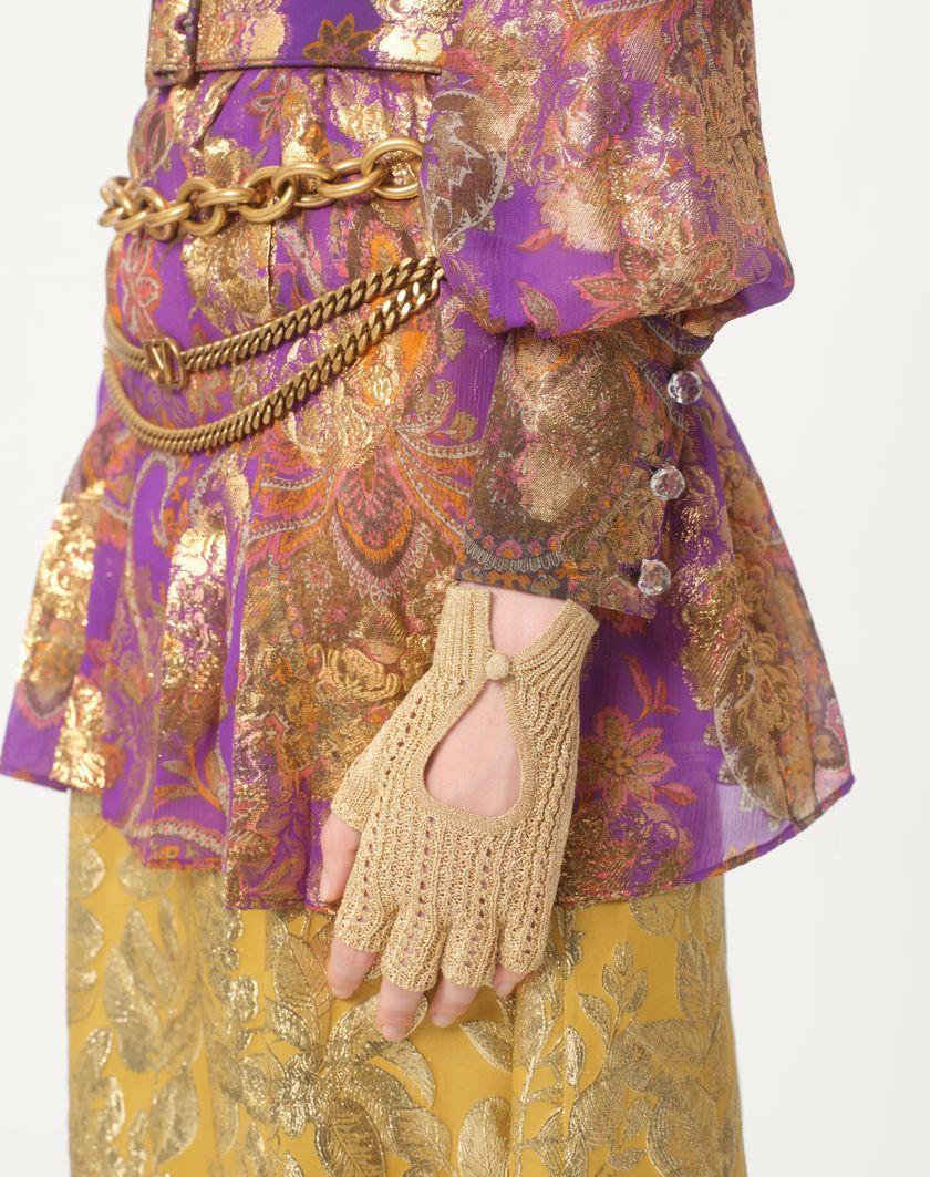 Valentino Handbags Guanti Fingerless Knitted In Lurex per Donna in Oro | Valentino IT Italia