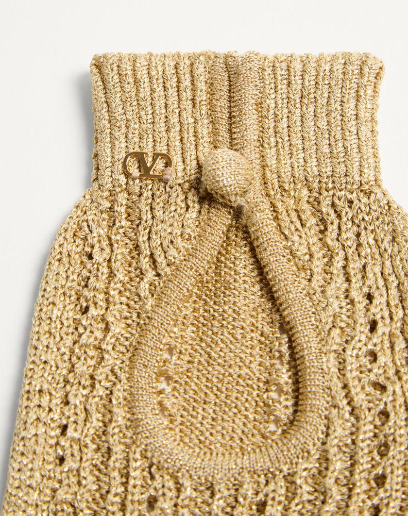 Valentino Handbags Guanti Fingerless Knitted In Lurex per Donna in Oro | Valentino IT Italia