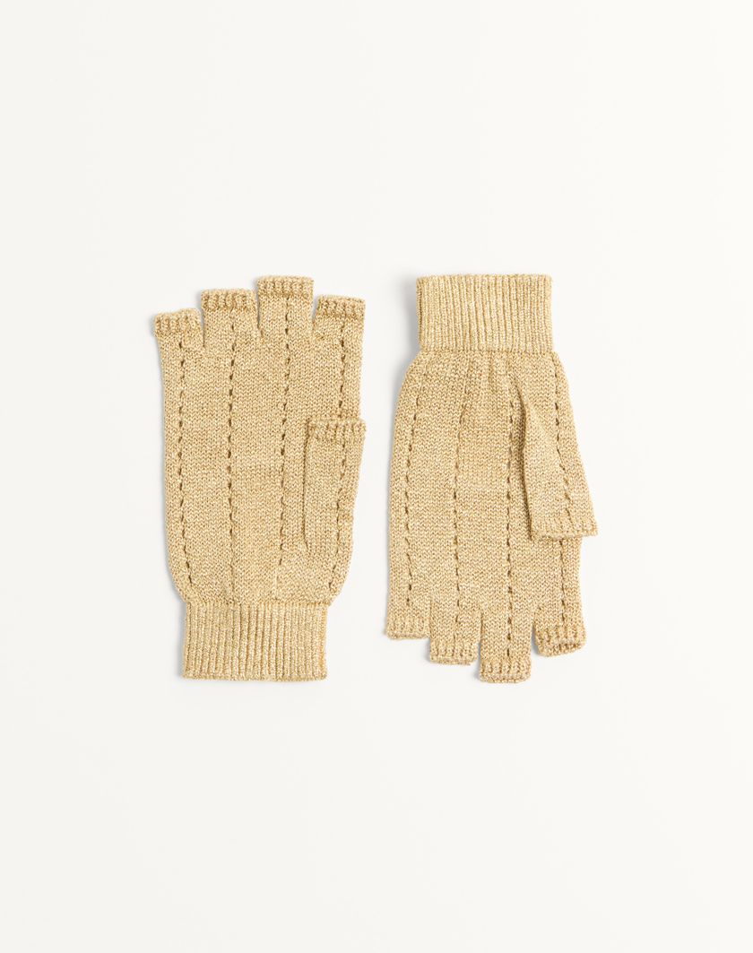 Valentino Handbags Guanti Fingerless Knitted In Lurex per Donna in Oro | Valentino IT Italia
