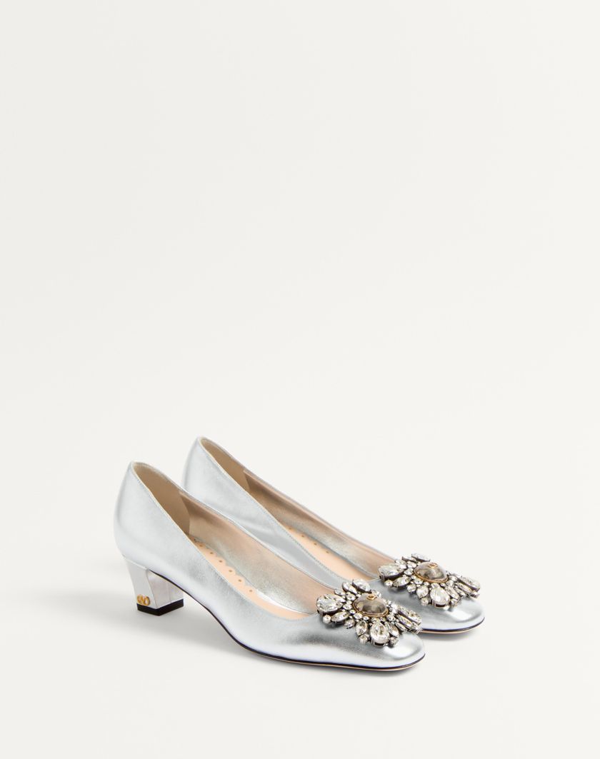 Valentino Handbags Décolleté Preshoes In Nappa Laminata Con Cristalli 45mm per Donna in Silver | Valentino IT 2025