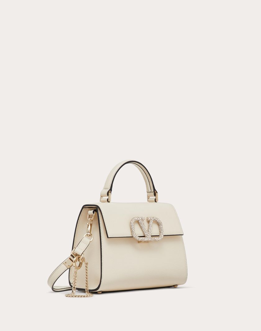 Valentino Handbags Borsa A Mano Piccola Vsling Con Logo Gioiello per Donna in Light Ivory/crystal | Valentino IT Pezzi Unici
