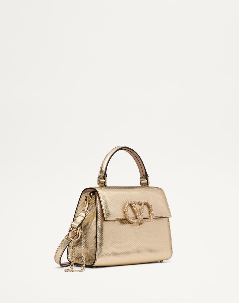 Valentino Handbags Borsa A Mano Piccola Valentino Garavani Vsling In Karung Metallizzato per Donna in Platino/beige/crystal Gold | Valentino IT Soddisfazione Garantita