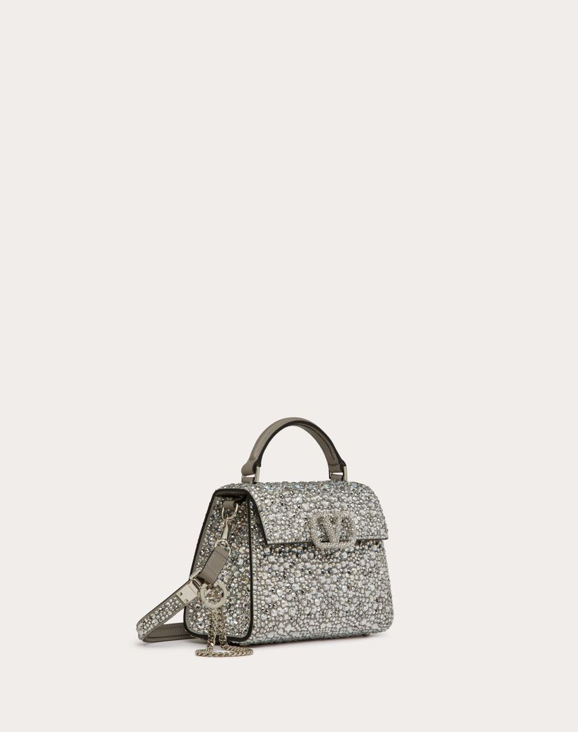 Valentino Handbags Borsa A Mano Mini Vsling Ricamata per Donna in Crystal | Valentino IT Negozi Online