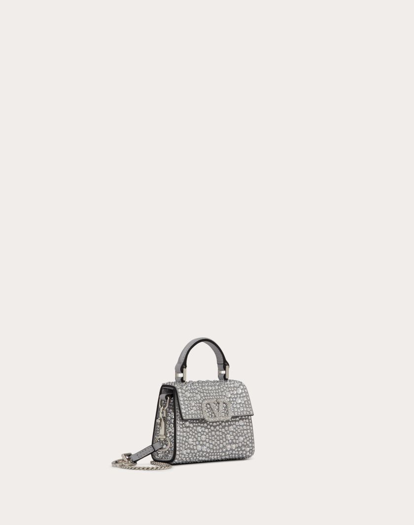 Valentino Handbags Borsa A Mano Micro Vsling Ricamata per Donna in Grigio/crystal | Valentino IT Offerte