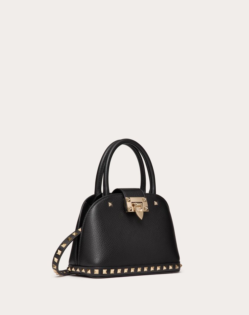 Valentino Handbags Borsa Piccola A Mano Valentino Garavani Rockstud In Vitello Granato per Donna in Nero | Valentino IT In Saldo