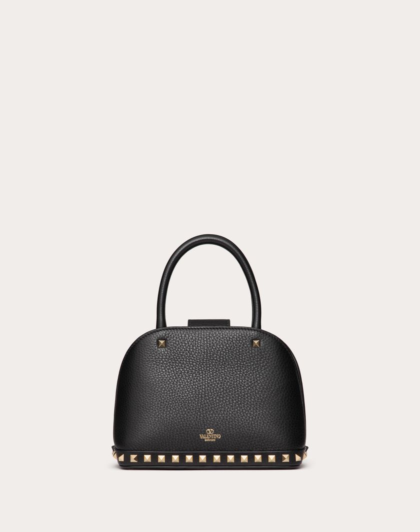 Valentino Handbags Borsa Piccola A Mano Valentino Garavani Rockstud In Vitello Granato per Donna in Nero | Valentino IT In Saldo