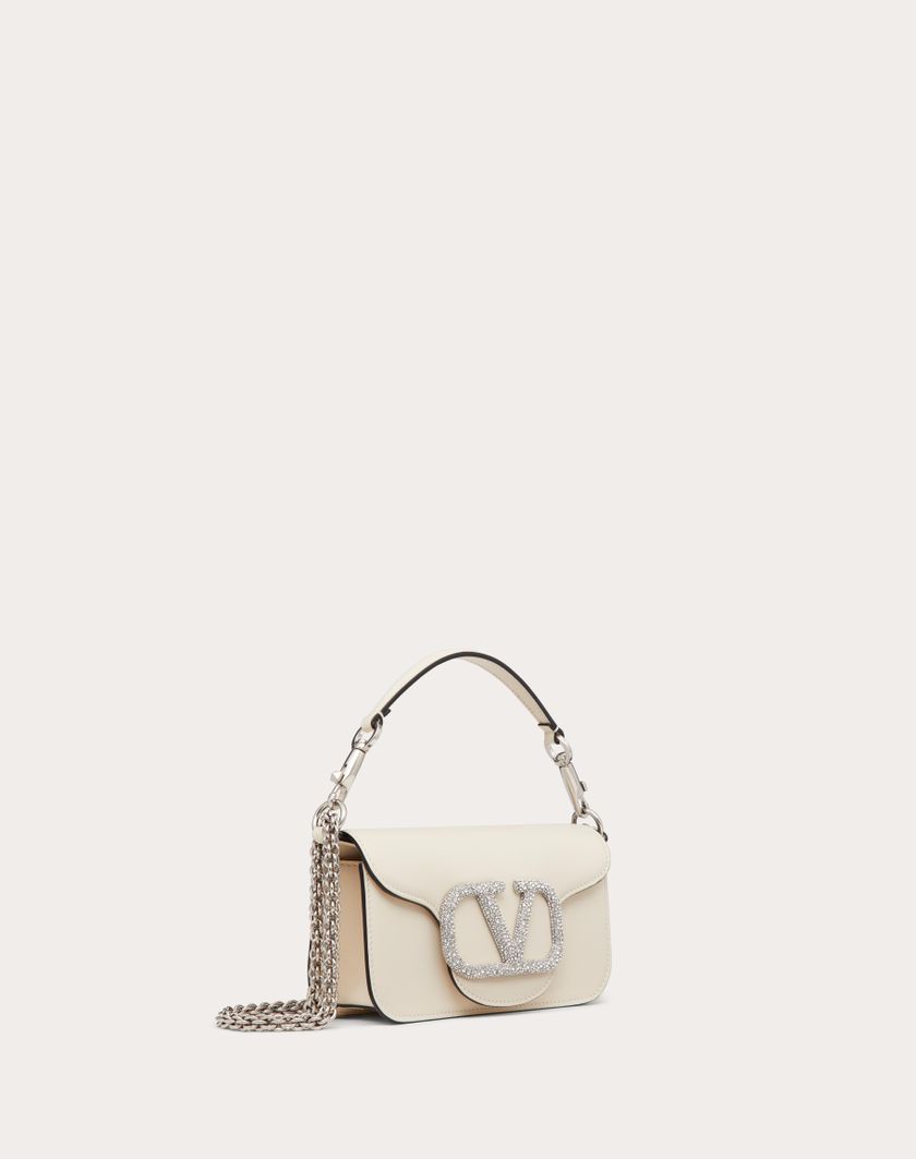 Valentino Handbags Borsa Piccola A Spalla Valentino Garavani Locò Con Logo Gioiello per Donna in Light Ivory | Valentino IT Vendita