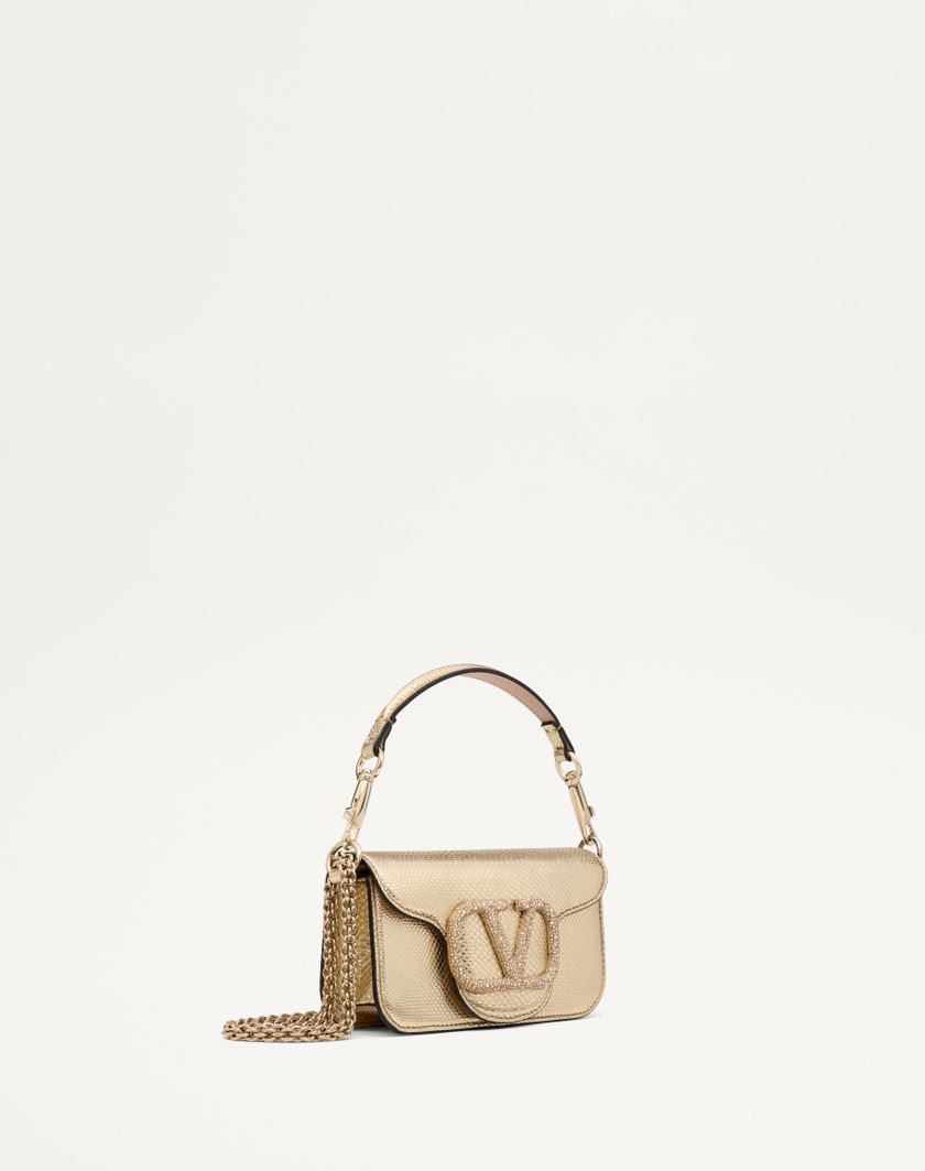 Valentino Handbags Borsa Piccola A Spalla Valentino Garavani Valentino Garavani Locò In Karung Metallizzato per Donna in Platino/beige/crystal Gold | Valentino IT Promozione