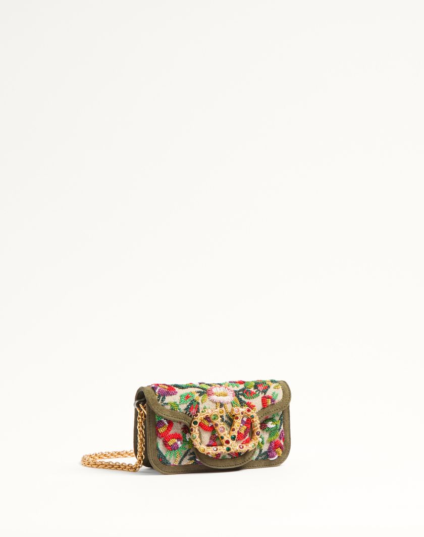 Valentino Handbags Borsa Piccola A Spalla Valentino Garavani Locò Ricamata Con Logo Gioiello per Donna in Naturale/multicolor | Valentino IT Qualità Garantita
