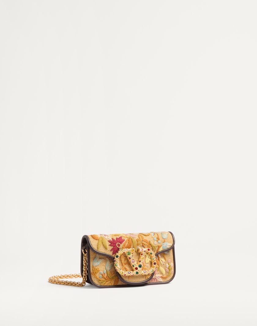 Valentino Handbags Borsa Piccola A Spalla Valentino Garavani Locò Ricamata Con Logo Gioiello per Donna in Multicolor/testa Di Moro/tabacco | Valentino IT Negozi Online
