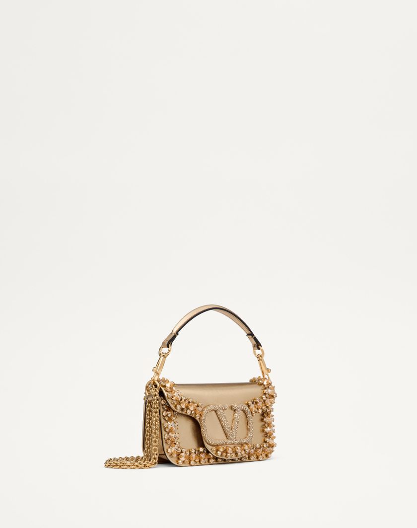 Valentino Handbags Borsa Piccola A Spalla Valentino Garavani Locò Ricamata per Donna in Crystal/oro | Valentino IT Shopping Online