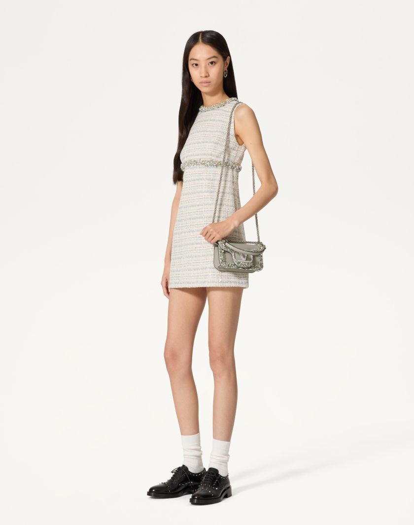 Valentino Handbags Borsa Piccola A Spalla Valentino Garavani Locò Ricamata per Donna in Crystal/grigio | Valentino IT Affare Del Giorno