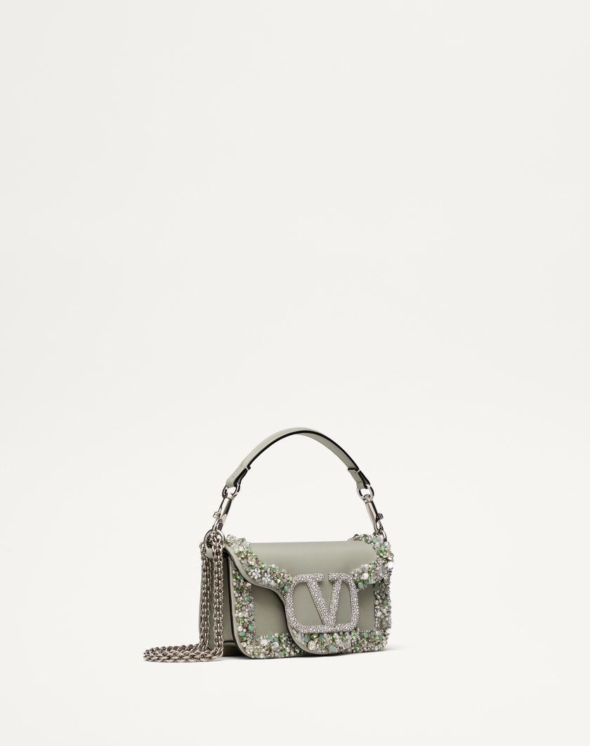 Valentino Handbags Borsa Piccola A Spalla Valentino Garavani Locò Ricamata per Donna in Crystal/grigio | Valentino IT Affare Del Giorno