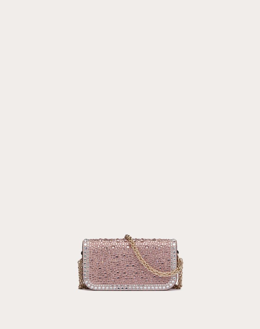 Valentino Handbags Borsa Piccola A Spalla Valentino Garavani Locò Con Strass per Donna in Crystal/rose Quartz/platino | Valentino IT Prezzo Ridotto
