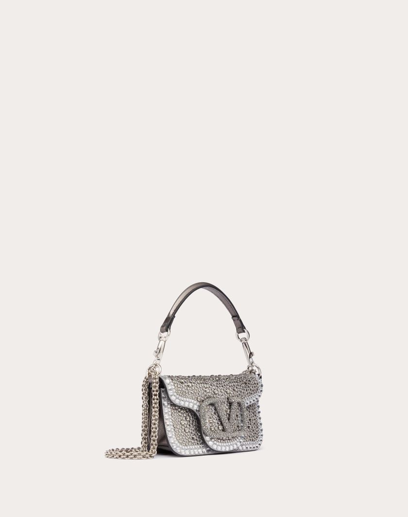 Valentino Handbags Borsa Piccola A Spalla Valentino Garavani Locò Con Strass per Donna in Crystal/nero/antracite | Valentino IT Sottocosto